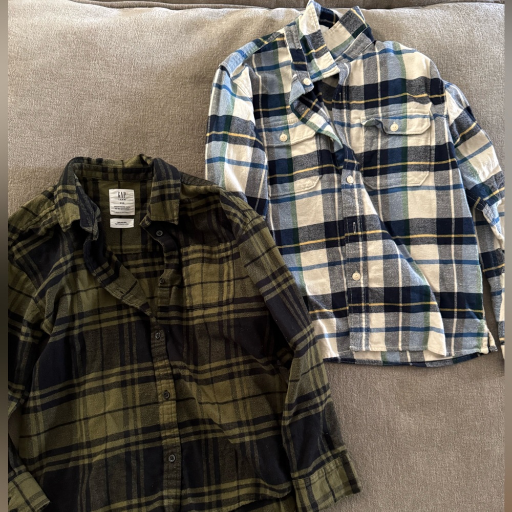GAP Kids Plaid Shirts in Blue and Green